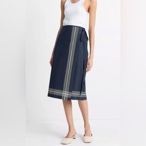 $365 VINCE Handkerchief-Stripe Straight Wrap Skirt sz 0 (xs)